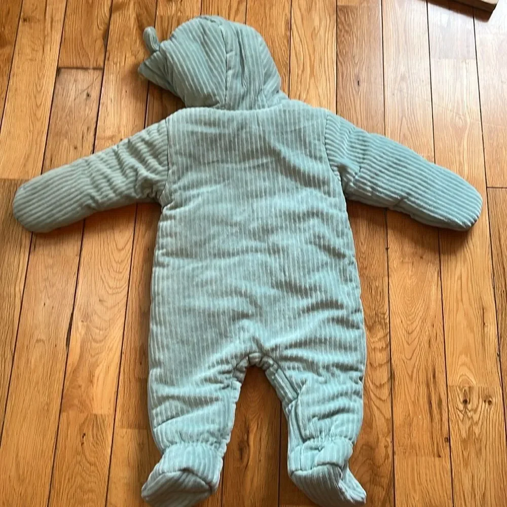 NWT First Wish Green Quilted Footie One Piece Winter/ Snow Suit
